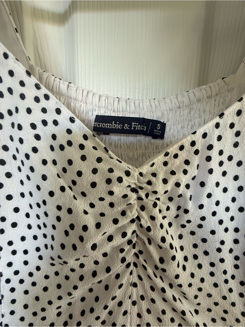 Abercrombie & Fitch White Dress with Black Polka Dots — Midi A-Line - Picture 2 of 4